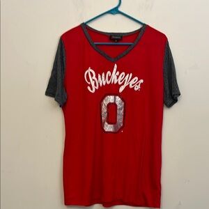 Ohio State Scarlet and Gray Game Day Couture Buckeyes Blingy T-Shirt Size XXL